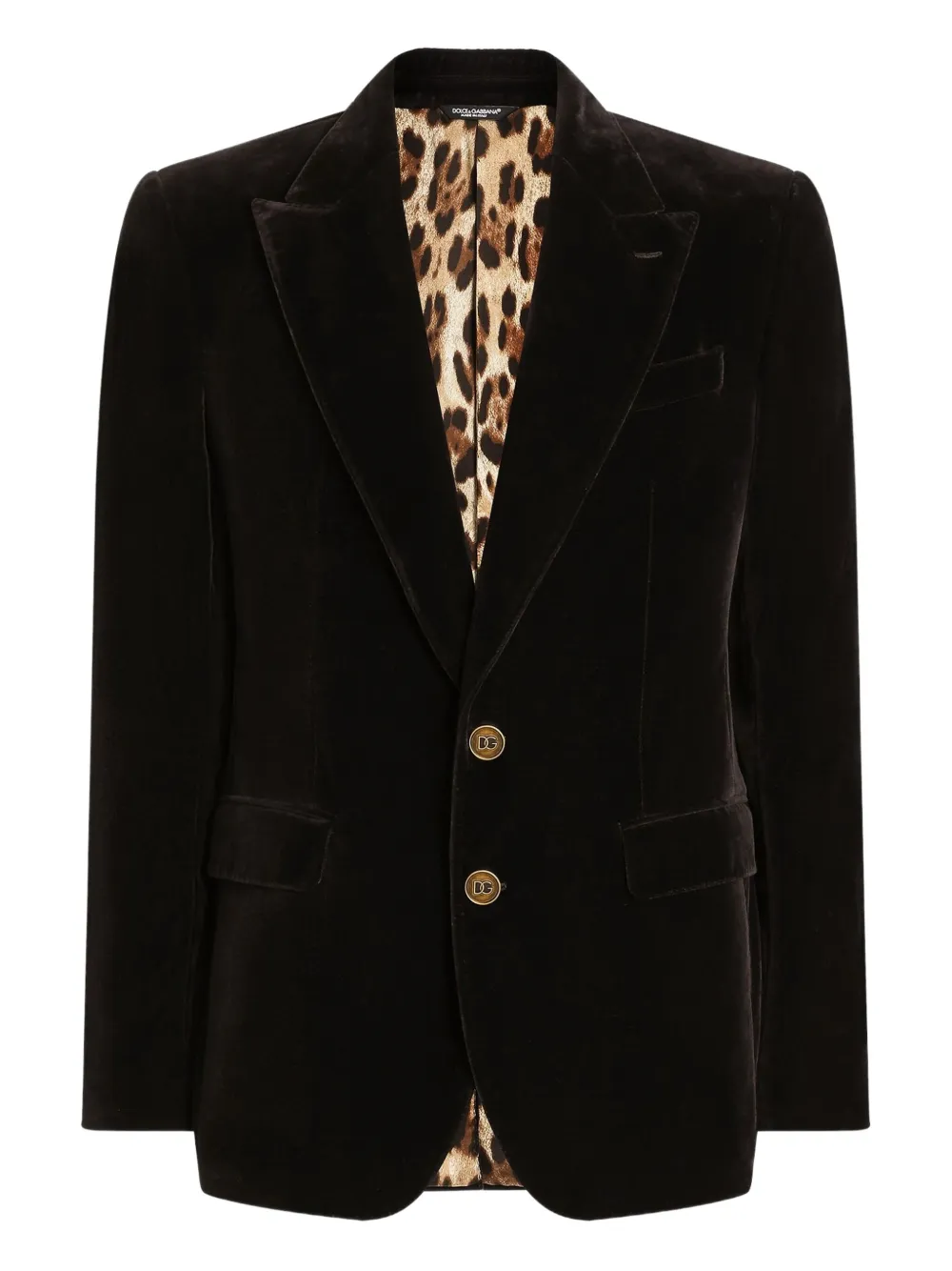 Dolce & Gabbana Fluwelen blazer met gouden knoop Bruin