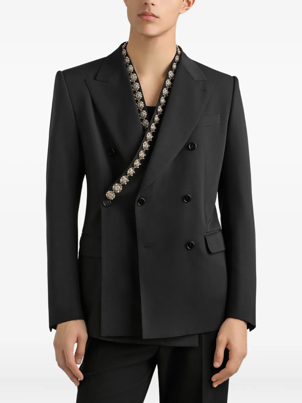 Dolce & Gabbana Sicilia verfraaide blazer met dubbele rij knopen Grijs