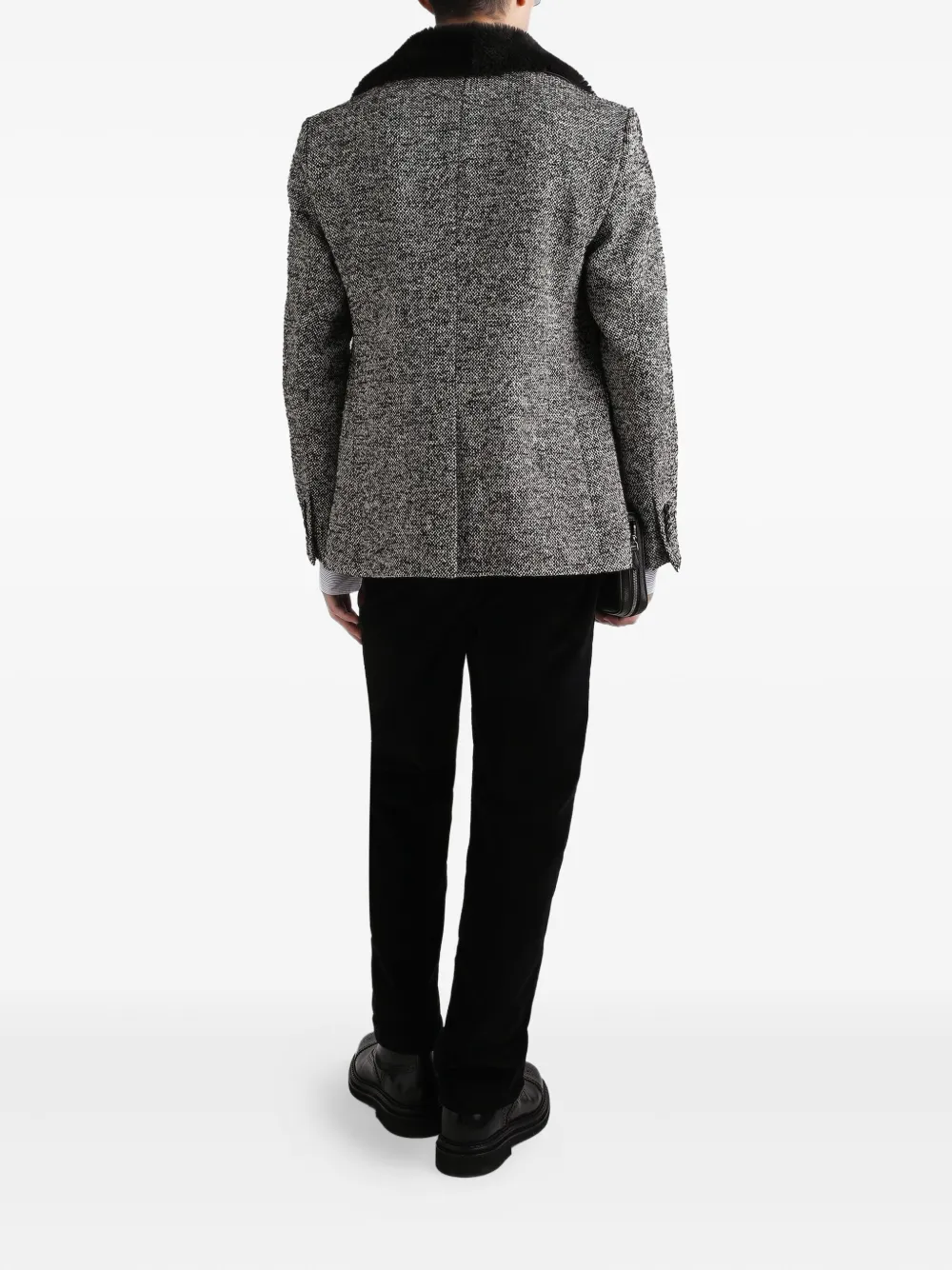 Dolce & Gabbana Fur-trimmed Blazer In Gray