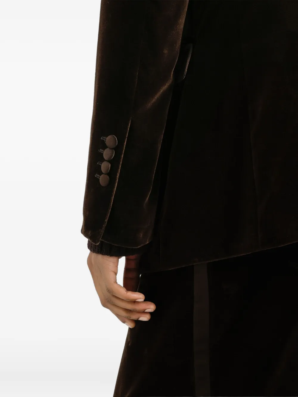 Dolce & Gabbana Blazer met fluwelen afwerking en enkele rij knopen Bruin