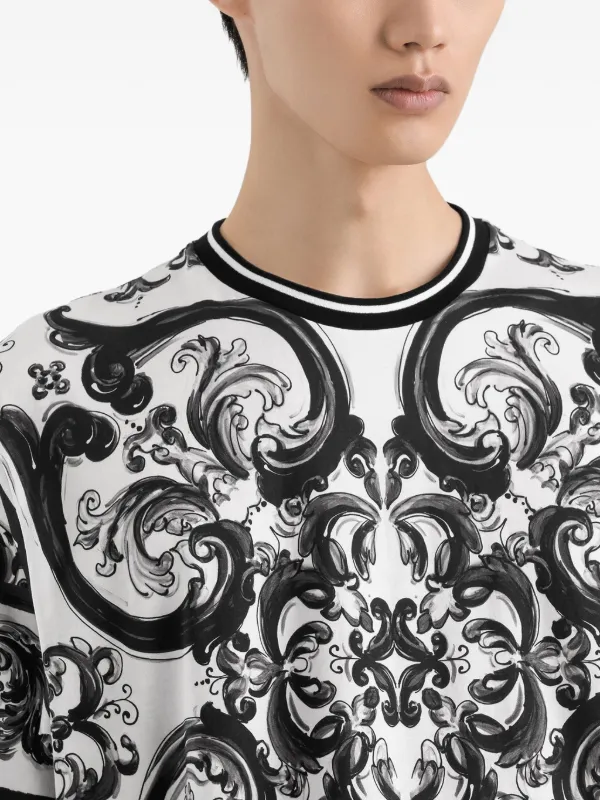 ドルチェ＆ガッバーナ マジョリカプリント 半袖Tシャツ Dolce & Gabbana マジョリカプリント Tシャツ | ホワイト