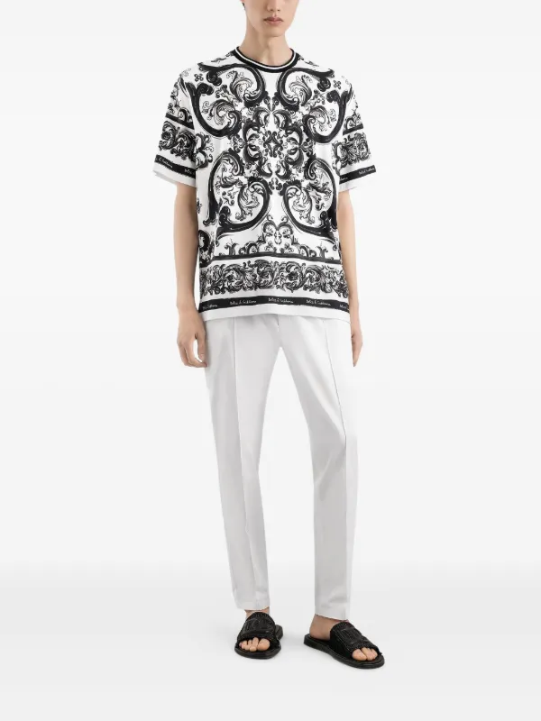 ドルチェ＆ガッバーナ マジョリカプリント 半袖Tシャツ Dolce & Gabbana マジョリカプリント Tシャツ | ホワイト