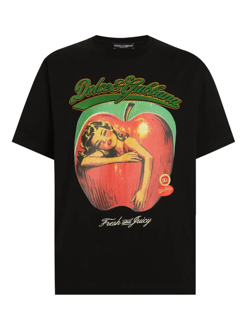 Dolce & Gabbana T-shirt met appelprint Zwart