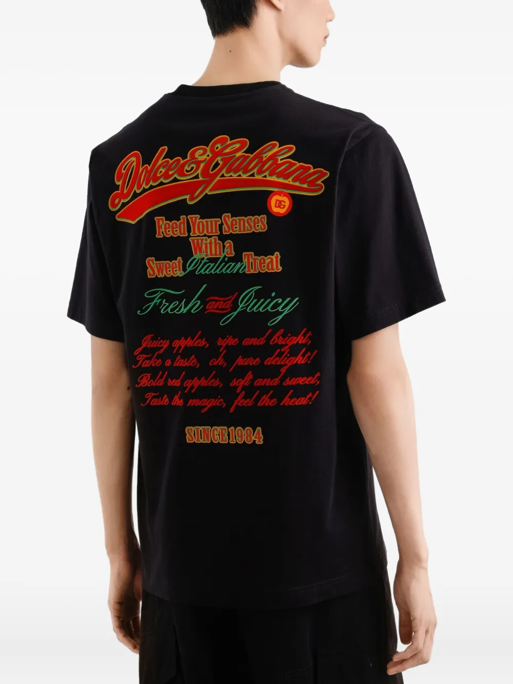 Dolce & Gabbana T-shirt met appelprint Zwart