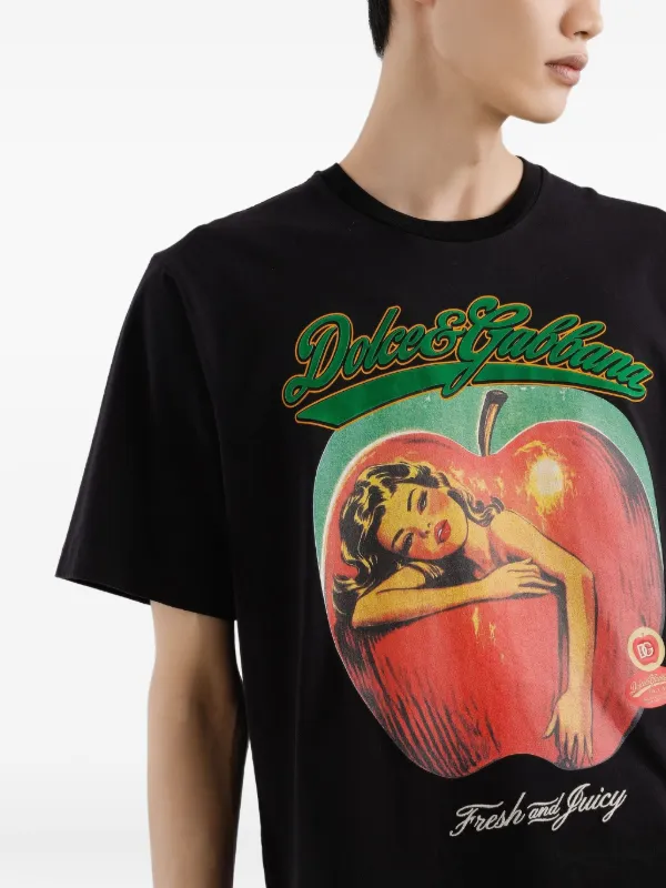 Dolce & Gabbana Apple Print T-shirt | Black | FARFETCH AO