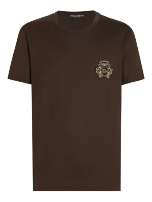 Tシャツ・カットソー DOLCE  GABBANA Men T Shirts G8SE3T FU7EN M0672 Brown Cotton T-shirt with tag in Brown for Men | Dolce&Gabbana®