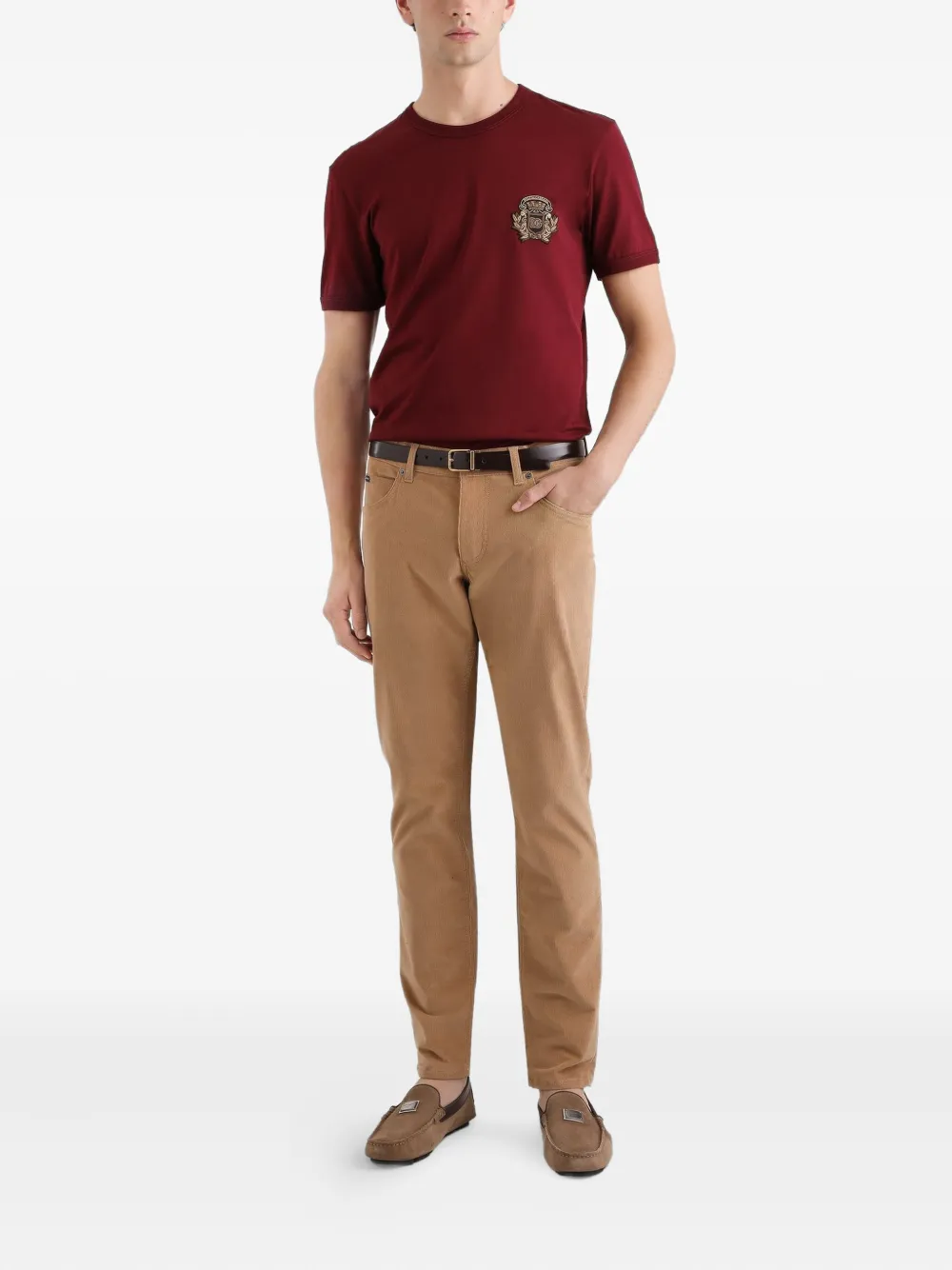Dolce & Gabbana T-shirt verfraaid met kristallen - Rood