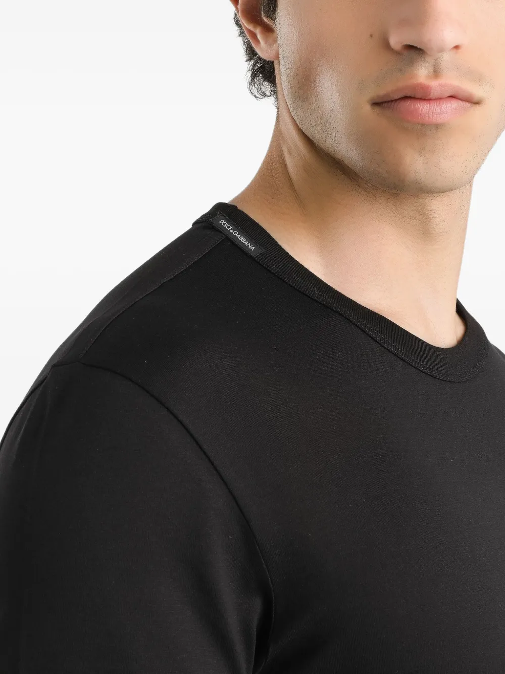 Dolce & Gabbana logo-embroidered T-shirt Zwart