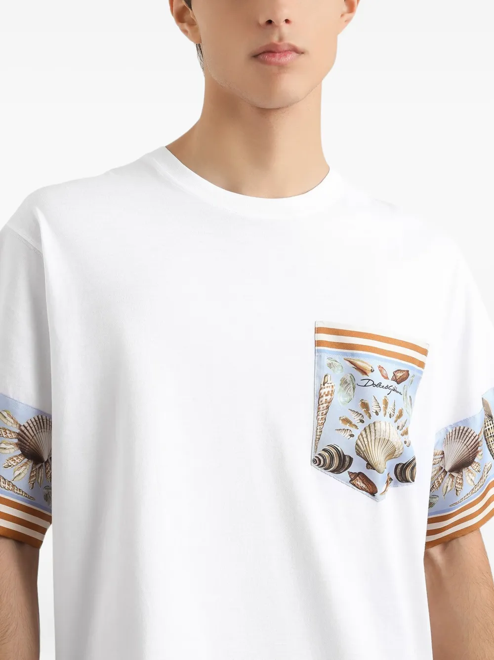 Dolce & Gabbana T-shirt van katoen-zijdeblend Wit