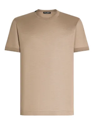 Tシャツ・カットソー DOLCE & GABBANA Men T-shirt Brown G8SE3TFU7EN M0672 Brownのメンズ Cotton T-shirt with tag | Dolce&Gabbana®