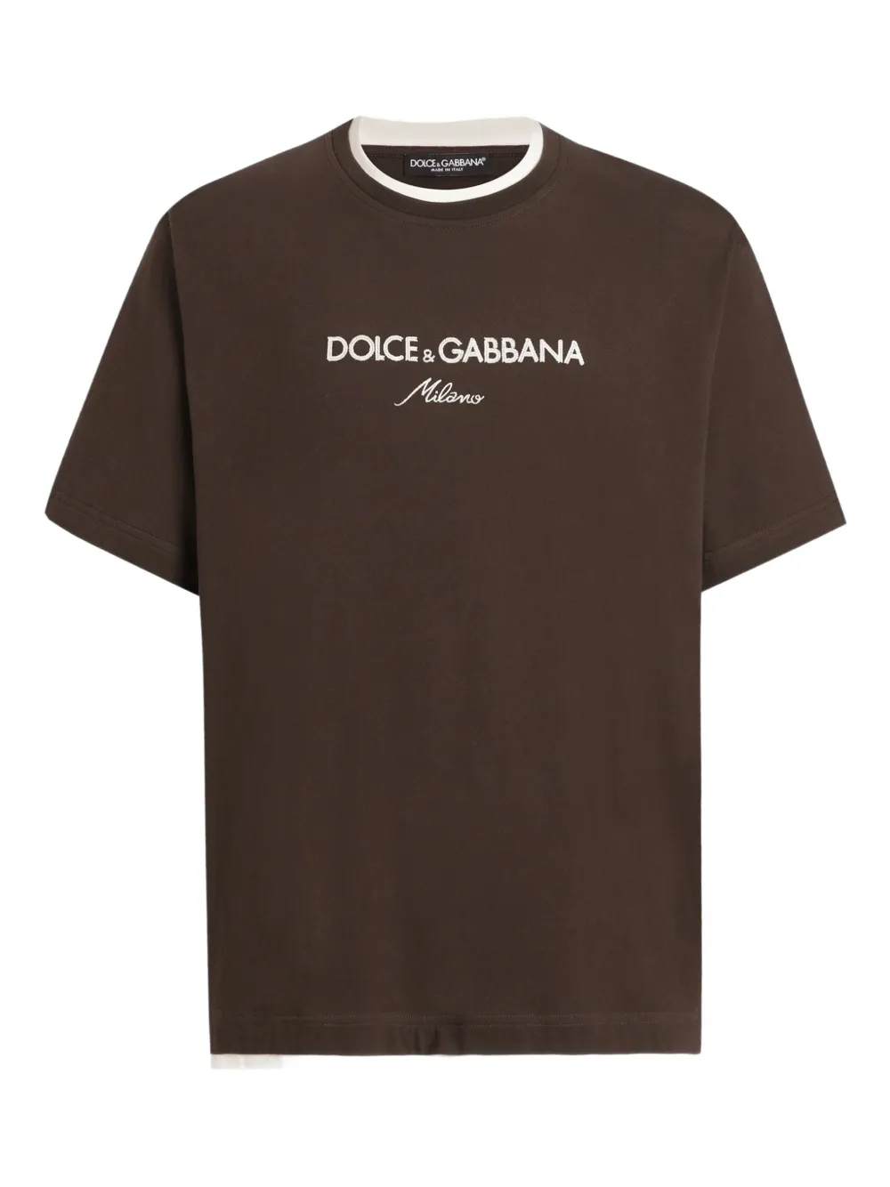 Dolce & Gabbana Camiseta Com Logo Bordado | Marrom | FARFETCH BR
