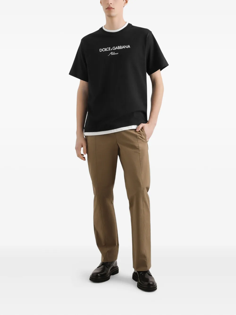 Dolce & Gabbana T-shirt met geborduurd logo - Zwart
