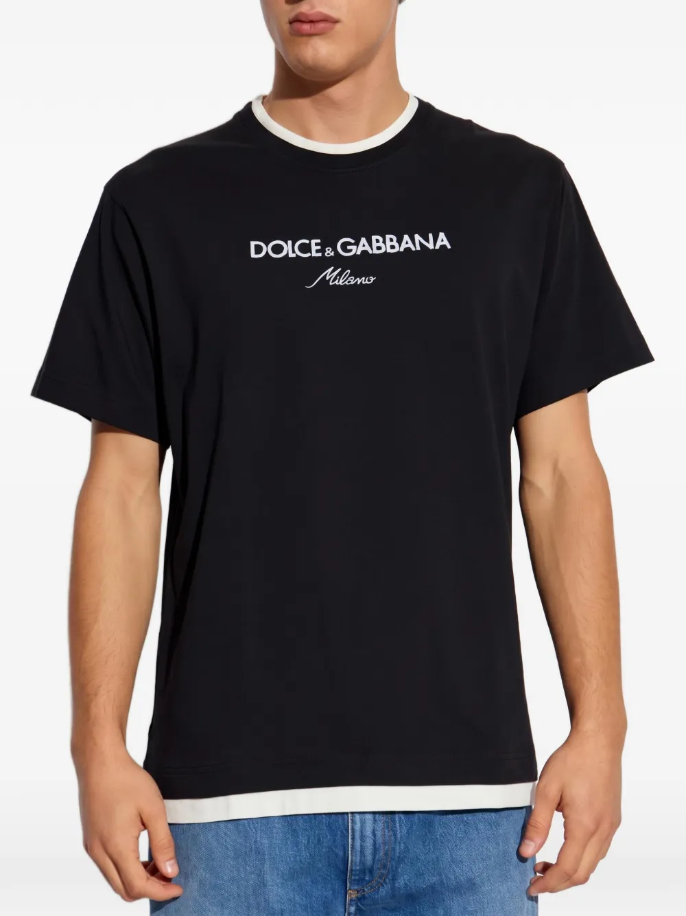 Dolce & Gabbana Katoenen T-shirt met borduurwekr Zwart
