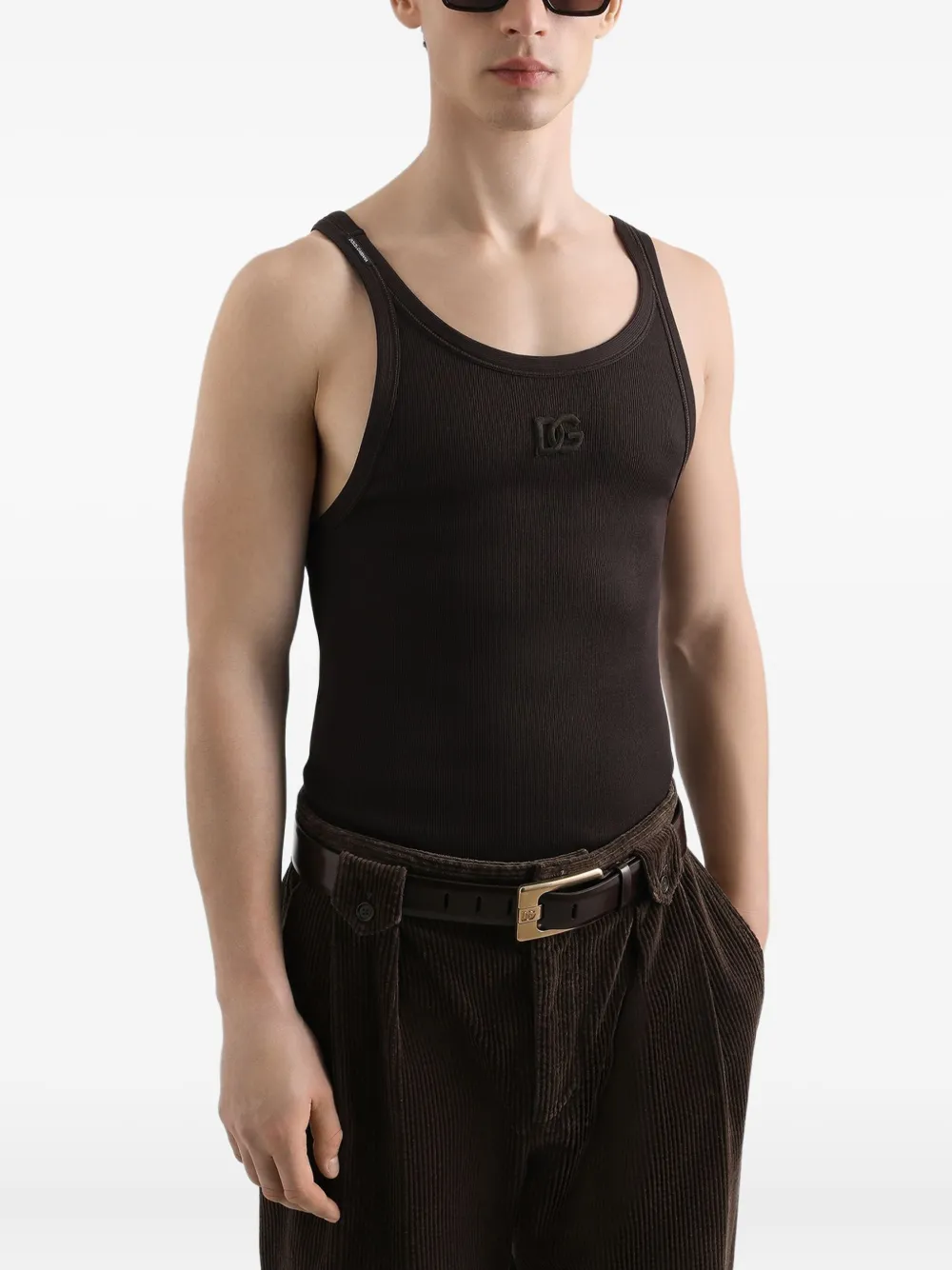 Dolce & Gabbana Tanktop met geborduurd logo Bruin
