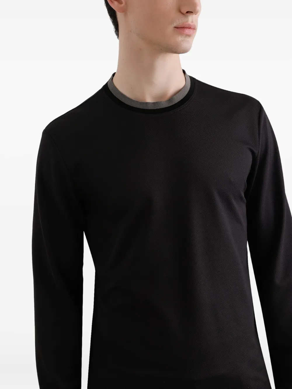 Dolce & Gabbana T-shirt met contrasterende afwerking en lange mouwen Zwart