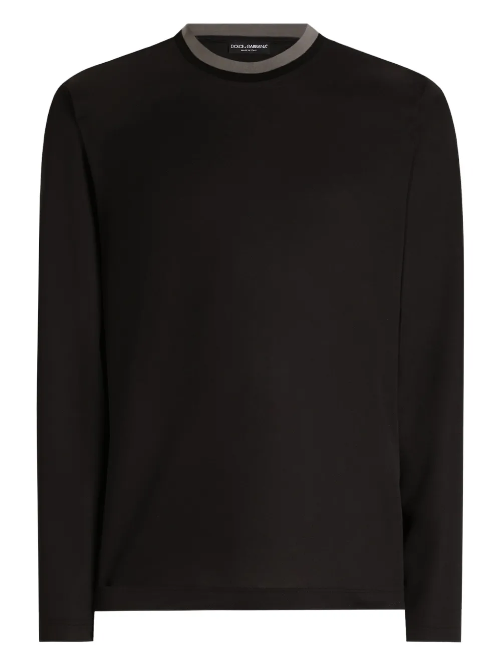 Dolce & Gabbana T-shirt met contrasterende afwerking en lange mouwen Zwart