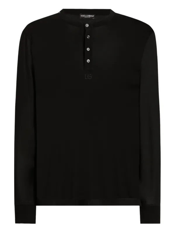 Dolce & Gabbana Buttoned Long-sleeve T-shirt in Black