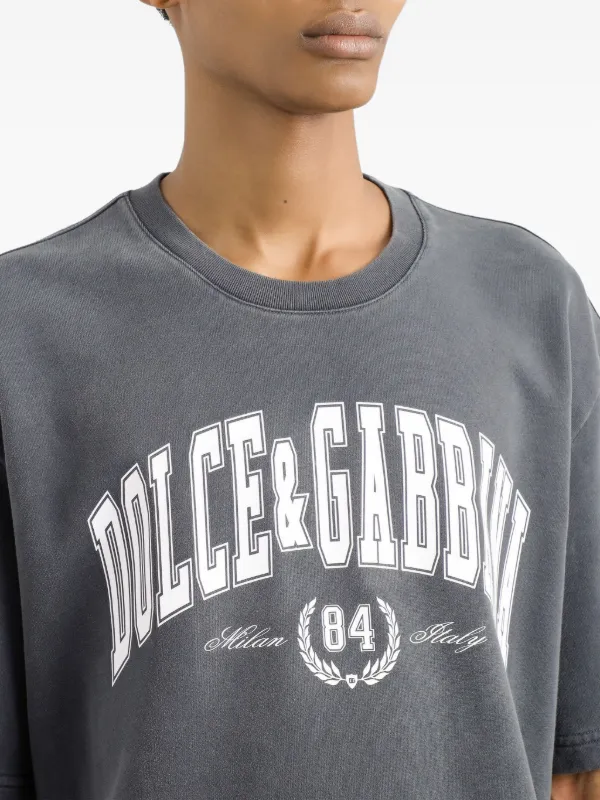 Dolce & Gabbana logo-print short-sleeve T-shirt | Grey | FARFETCH