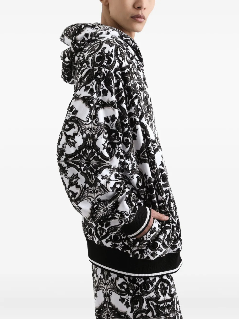 Dolce & Gabbana Majolica-print Hoodie | Black | FARFETCH