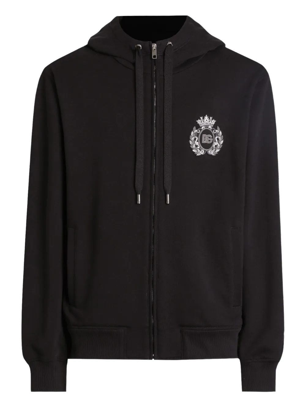 Dolce & Gabbana Hoodie met logo-applicatie en rits Zwart