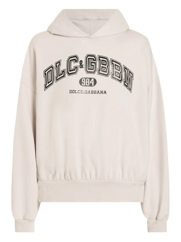 Dolce Gabbana logo-print Hooded Sweatshirt Neutrals FARFETCH IN