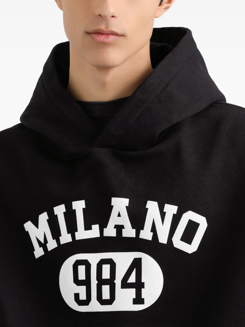 Dolce & Gabbana Long-sleeved Hooded Sweatshirt In Black