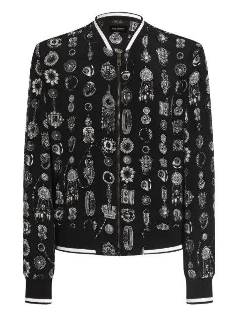 Dolce & Gabbana chamarra con cierre y estampado de joyas