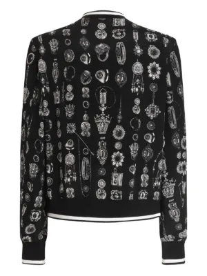 Veste Bomber Dolce & Gabbana Baroque Ange Couronne - Noir Or - Neuf Avec étiquettes