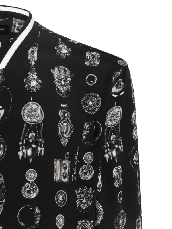 Dolce & Gabbana jewel-print Zip Jacket | Black | FARFETCH