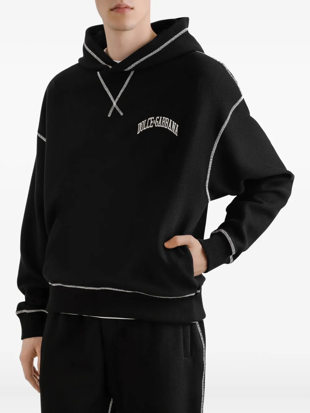 Dolce & Gabbana Hoodie met contrasterend stiksel Zwart