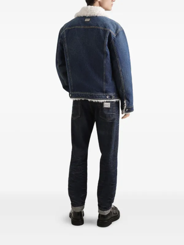 Dolce & Gabbana Denim shearling-trim Jacket | Blue | FARFETCH