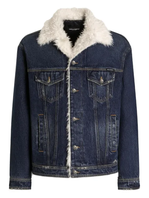 Dolce & Gabbana Jeansjacke mit Shearling-Besatz