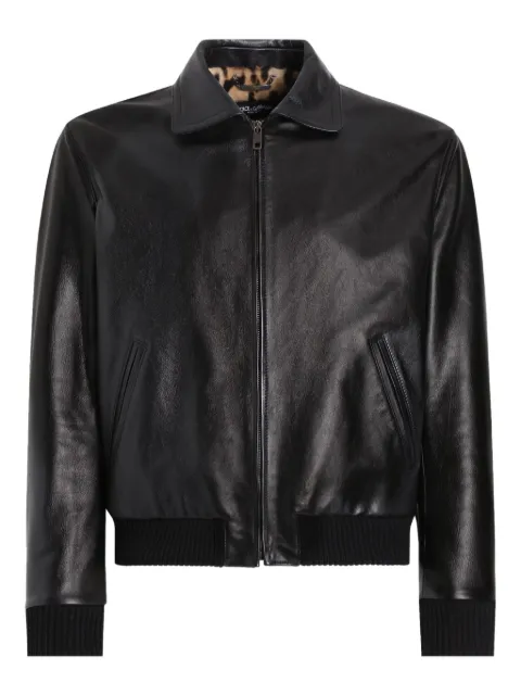 Dolce & Gabbana leather zip-fastening bomber jacket