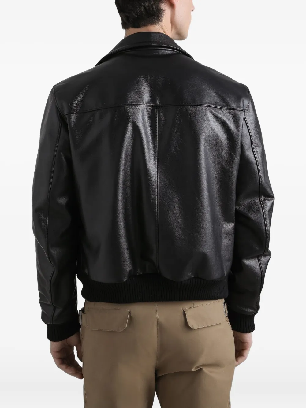 Dolce & Gabbana Leren bomberjack met rits Zwart