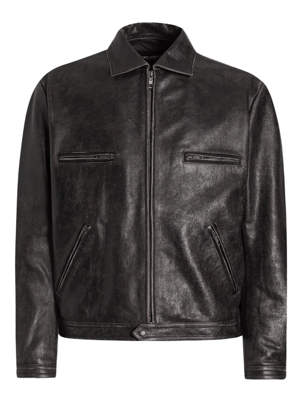 Dolce & Gabbana Leren jack Zwart