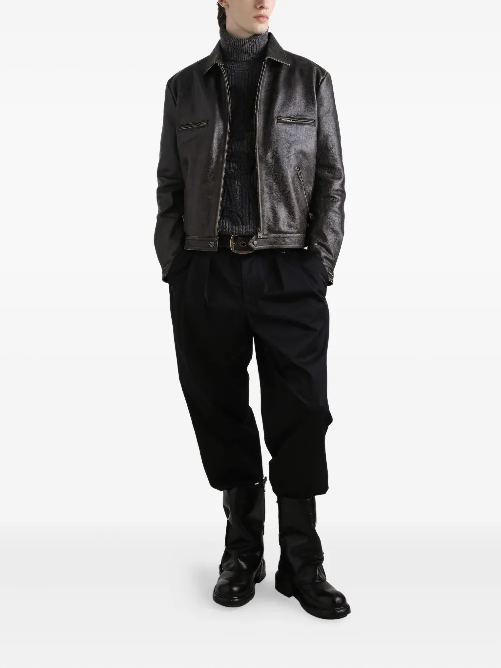 Dolce & Gabbana Leren jack Zwart
