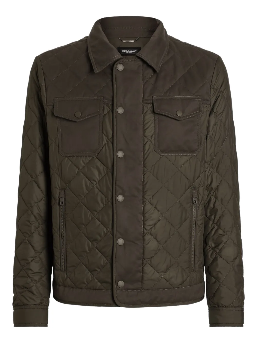 Dolce & Gabbana quilted flap-pocket shirt jacket | Green | Image 1