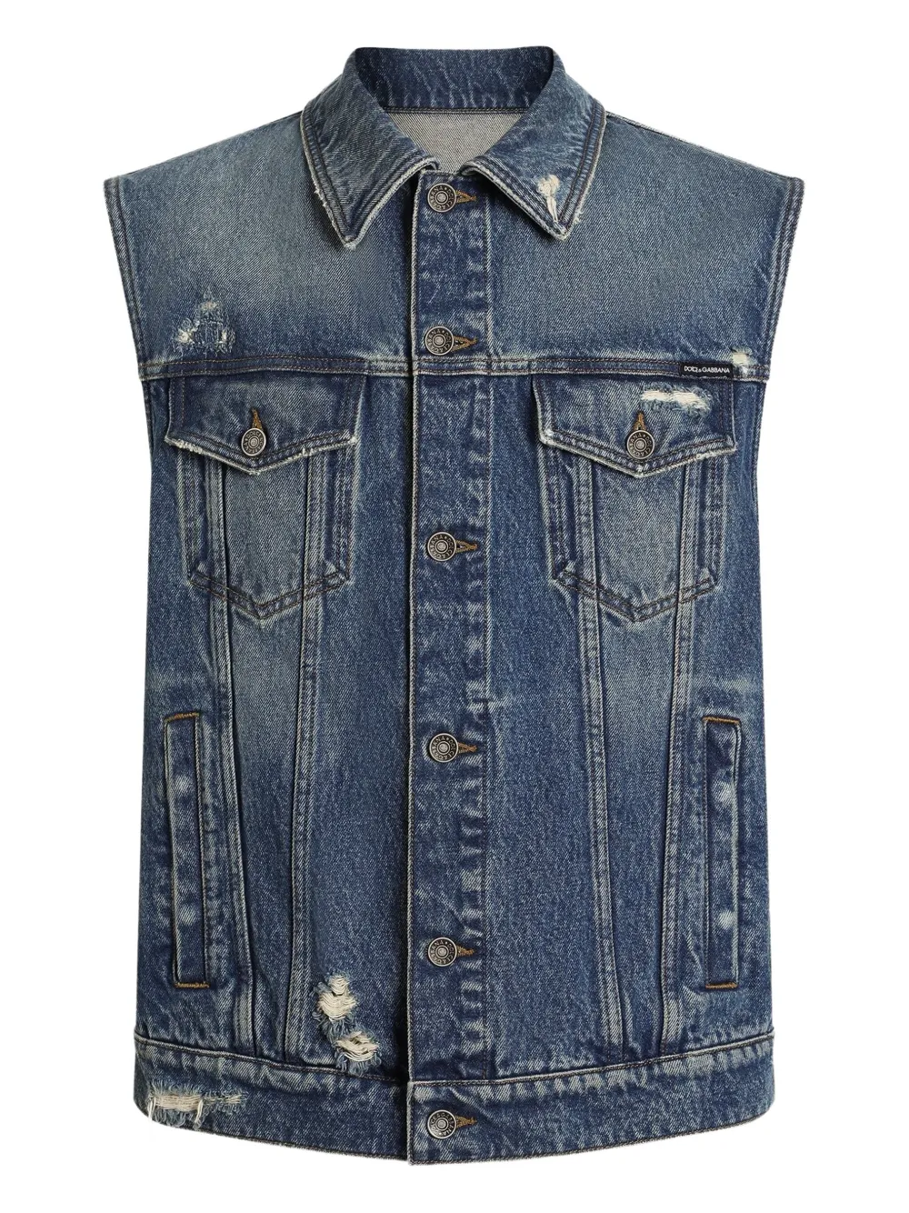 Dolce & Gabbana Denim Corduroy Gilet In Blue