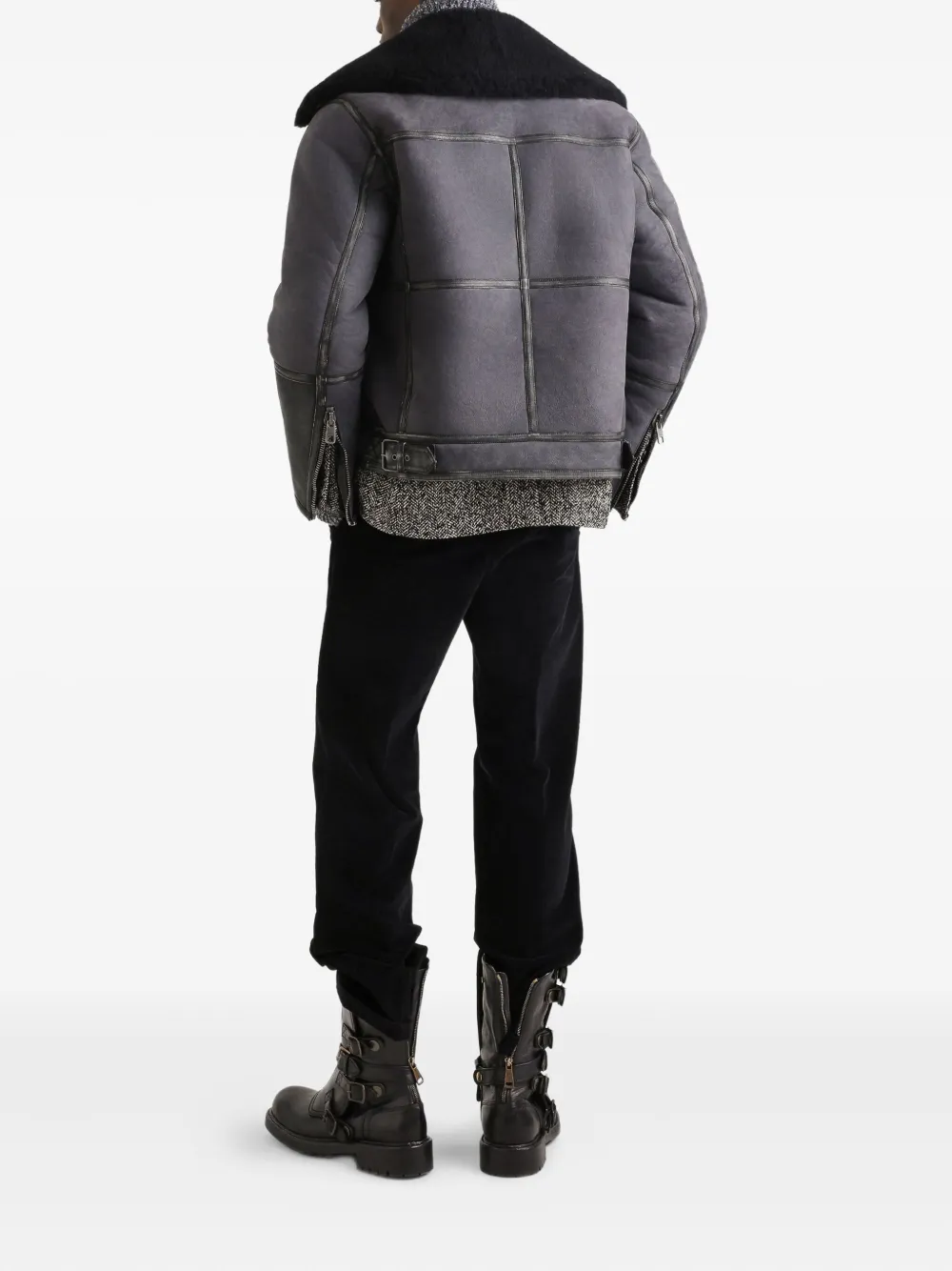 Dolce & Gabbana Leren jack Grijs