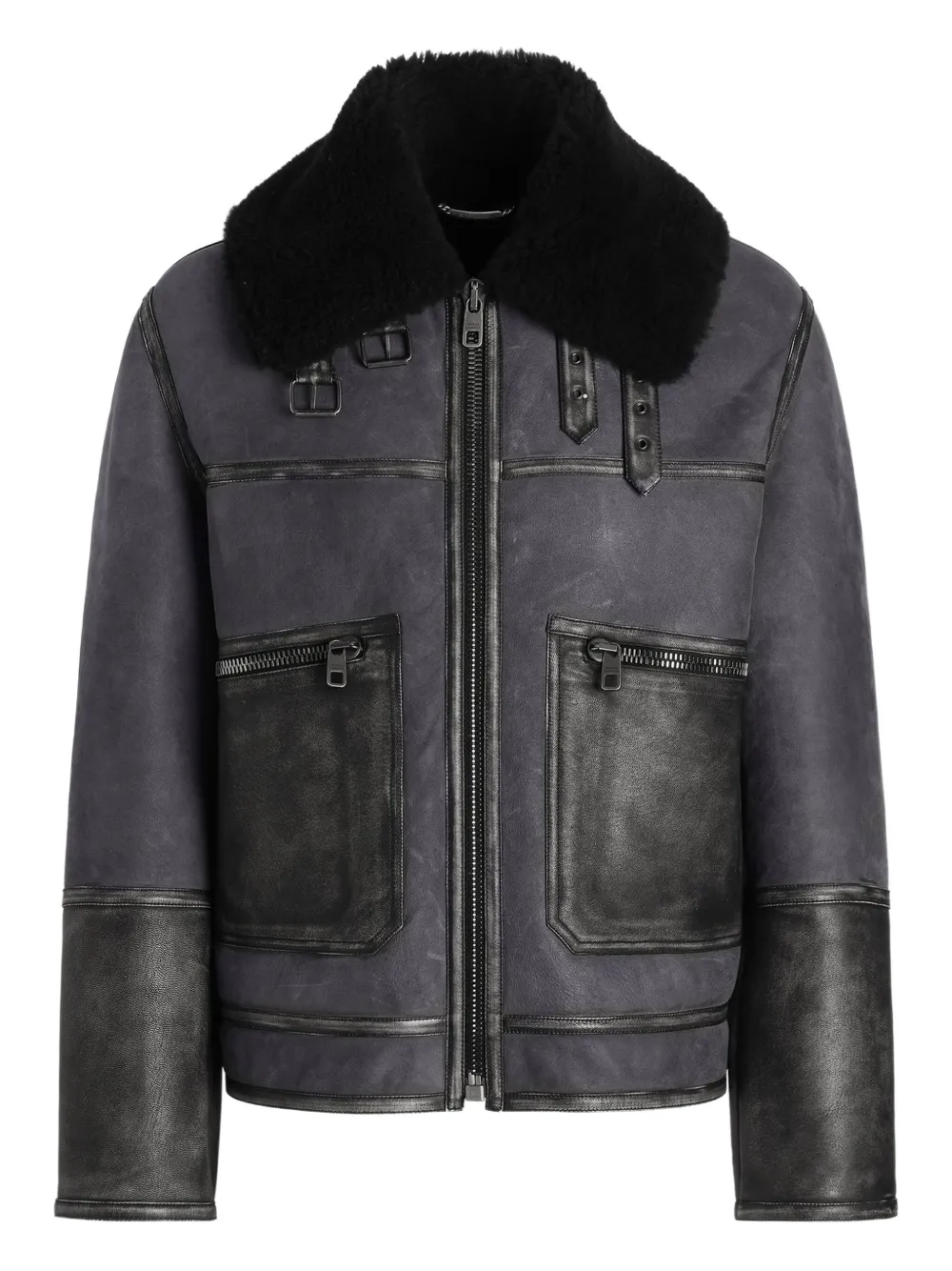 Dolce & Gabbana Leren jack Grijs