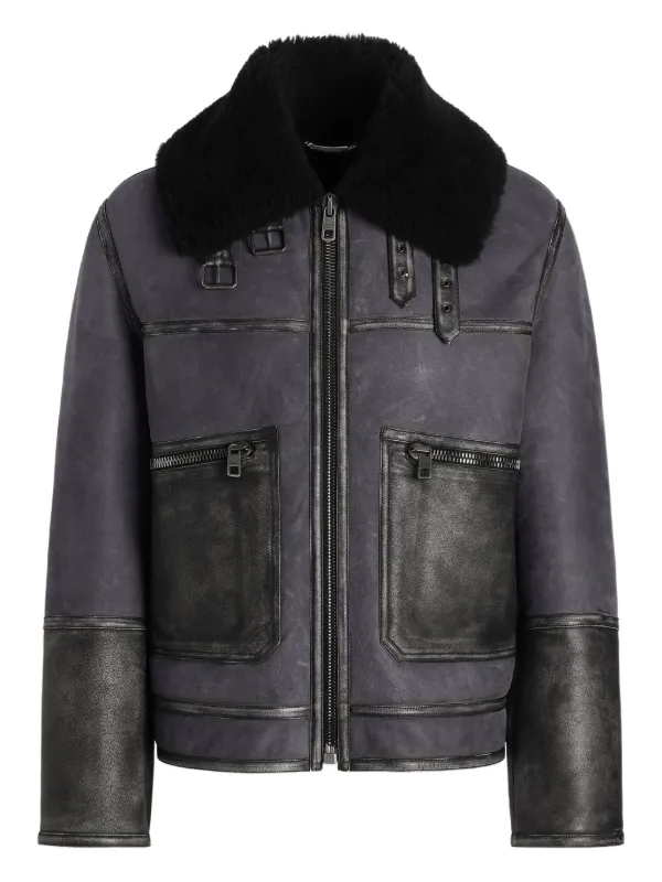 Dolce Gabbana Giacca In Pelle Grigio FARFETCH IT