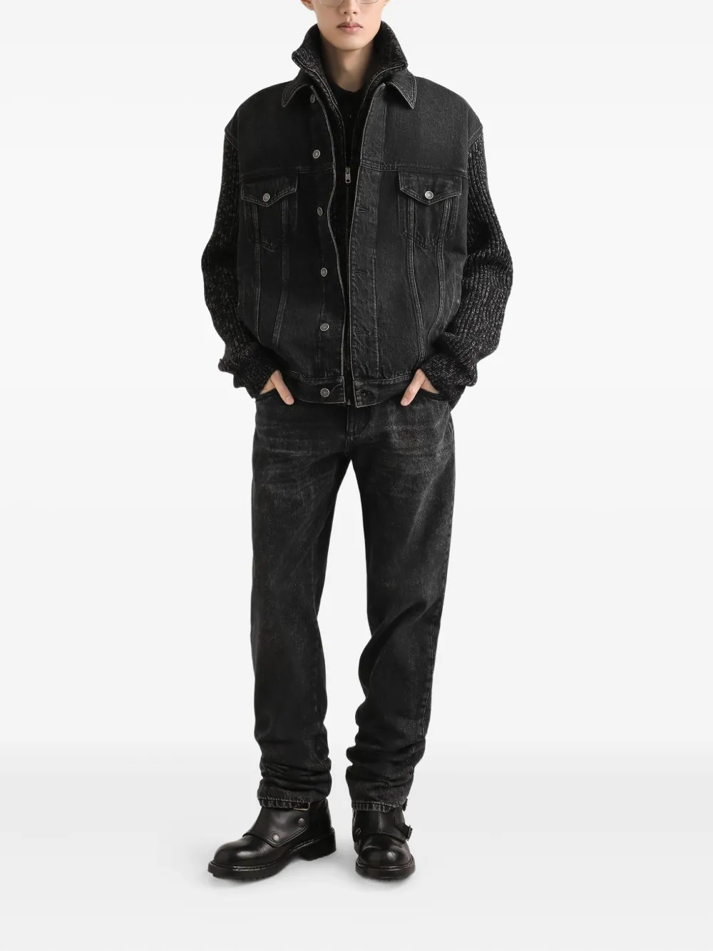 Dolce & Gabbana Denim jack met gebreid vlak Zwart
