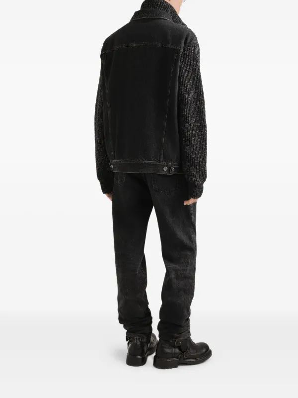 【希少】Dolce&Gabbana black denim jk 46 Dolce & Gabbana ニットパネル デニムジャケット | ブラック | FARFETCH JP