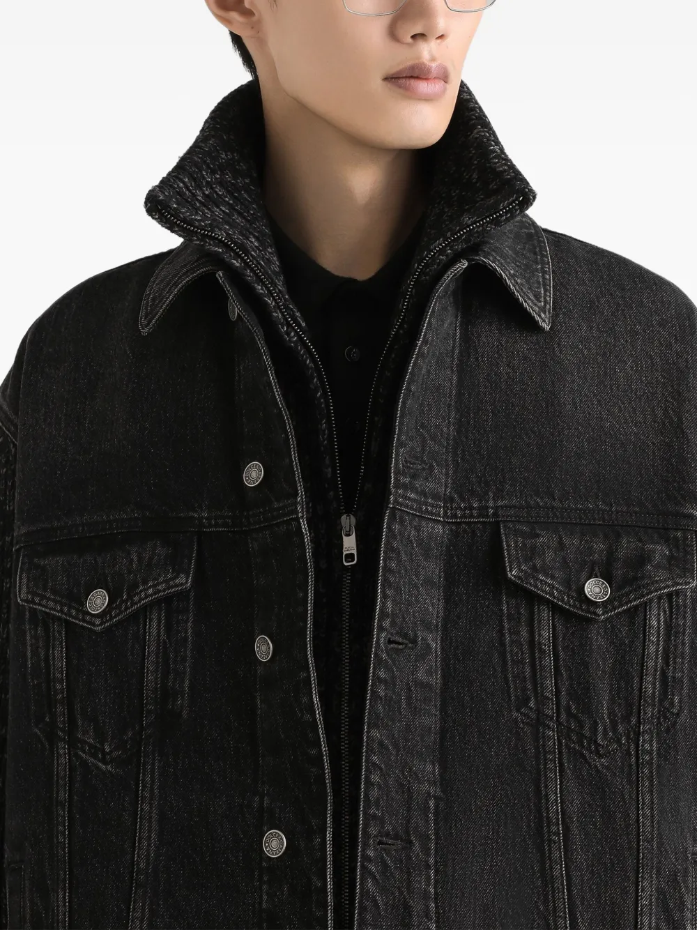 Dolce & Gabbana Denim jack met gebreid vlak Zwart