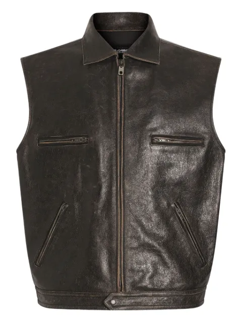 Dolce & Gabbana zip-fastening leather waistcoat