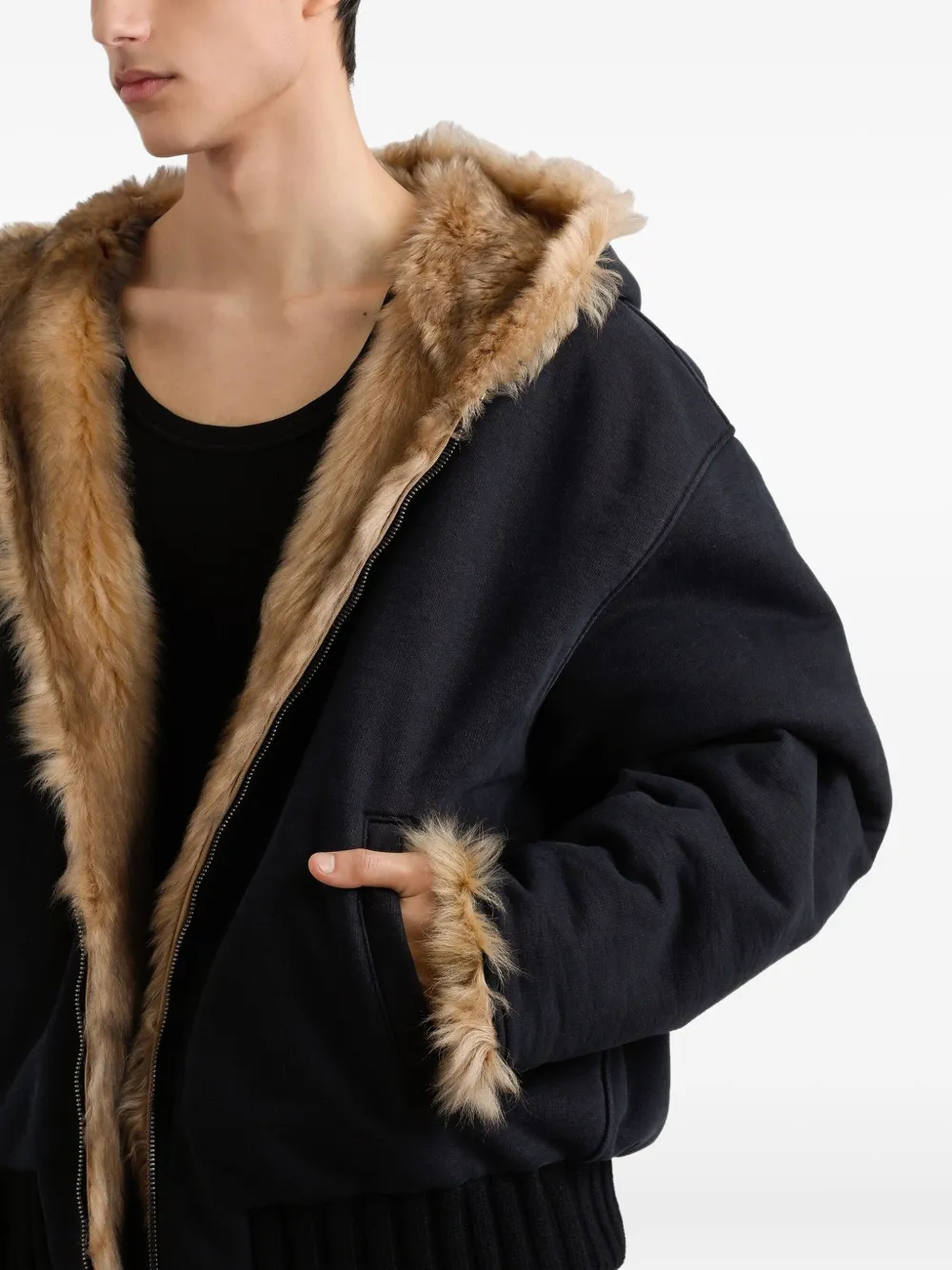 Dolce & Gabbana Omkeerbaar jack van imitatiebont met capuchon Zwart
