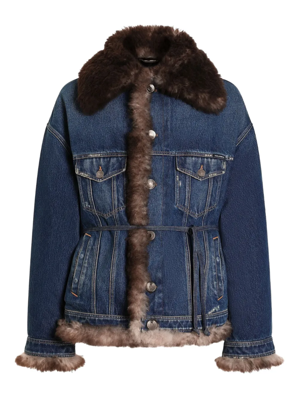 Dolce & Gabbana fur-trimmed denim jacket | Blue | Image 1