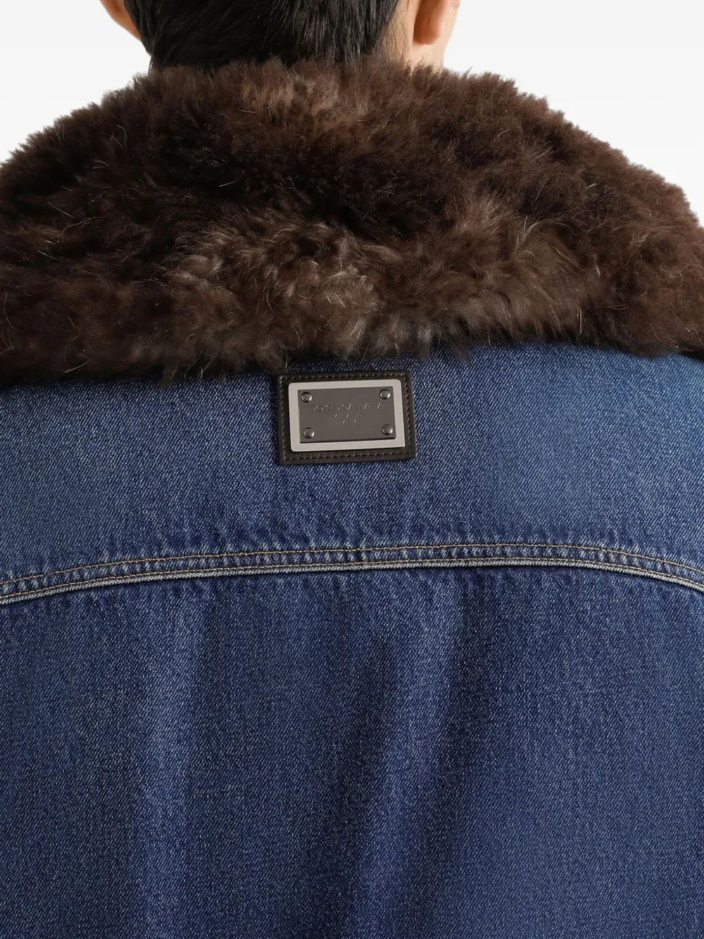 Dolce & Gabbana Fur-trimmed Denim Jacket In Blue