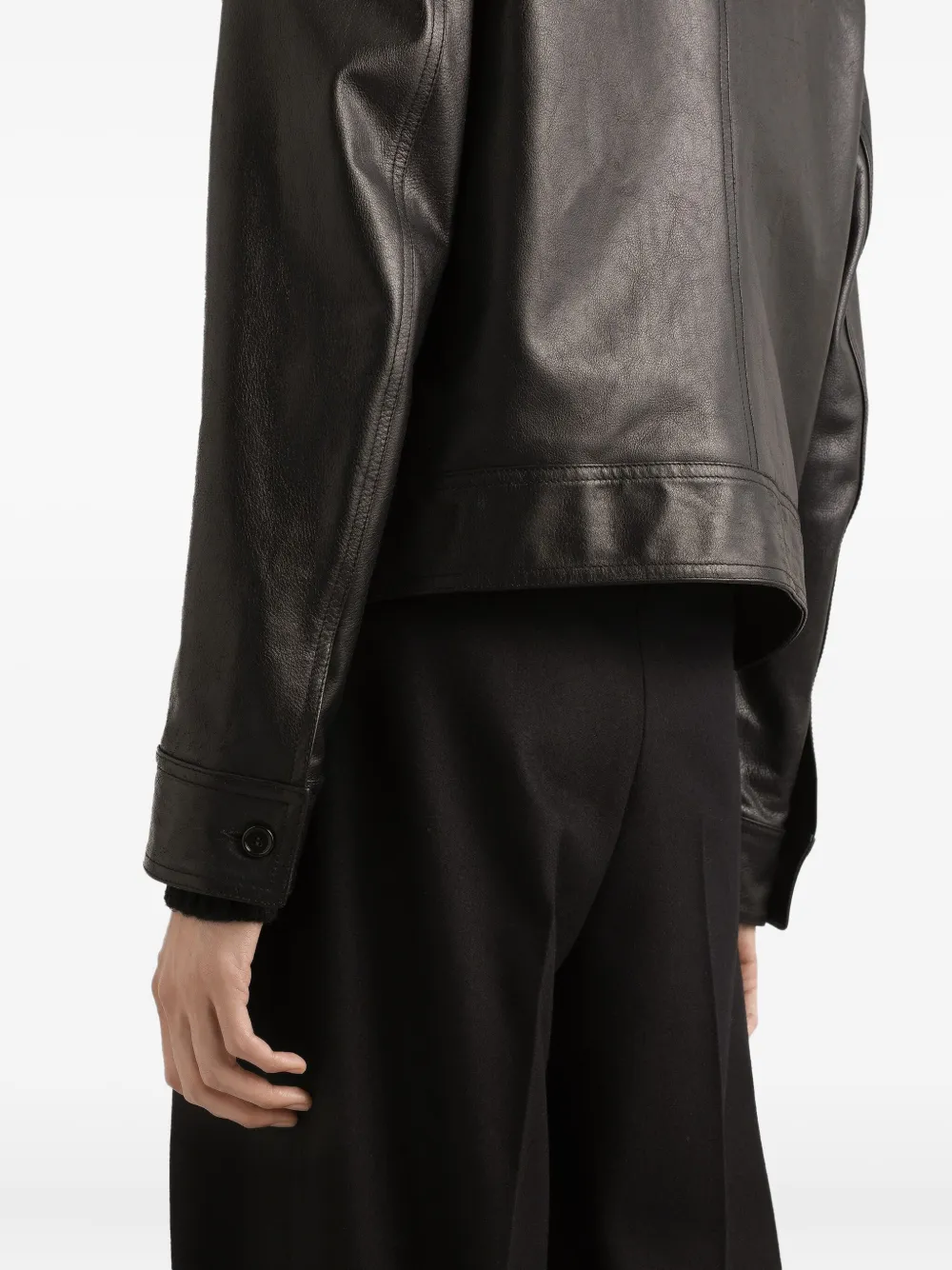 Dolce & Gabbana Leren jack met kraag Zwart