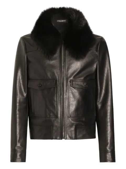 Dolce & Gabbana fur-collar leather jacket